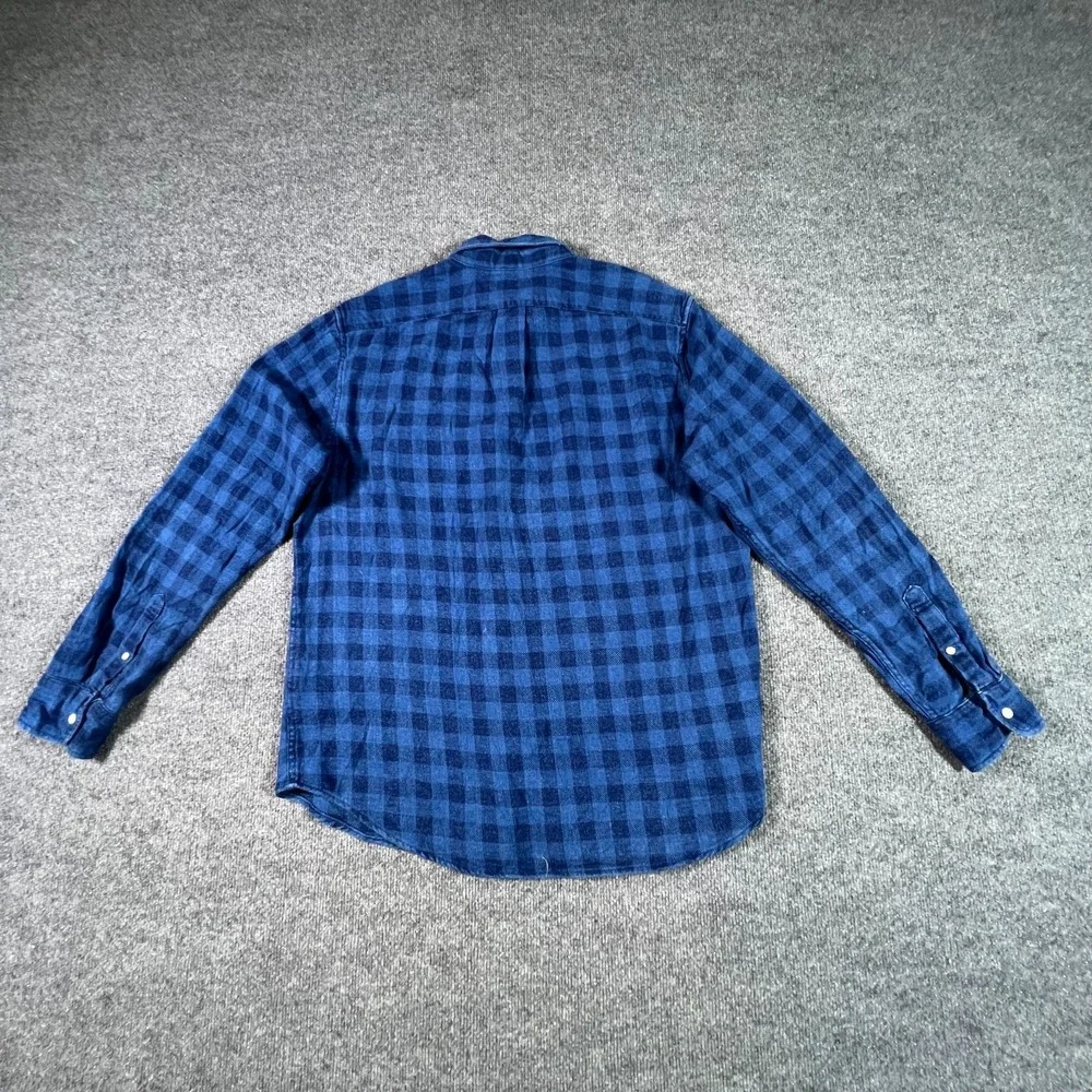 Re-Imagined by J.Crew Button-Up Shirt Men's L Blue Cotton Flannel Plaid Classic